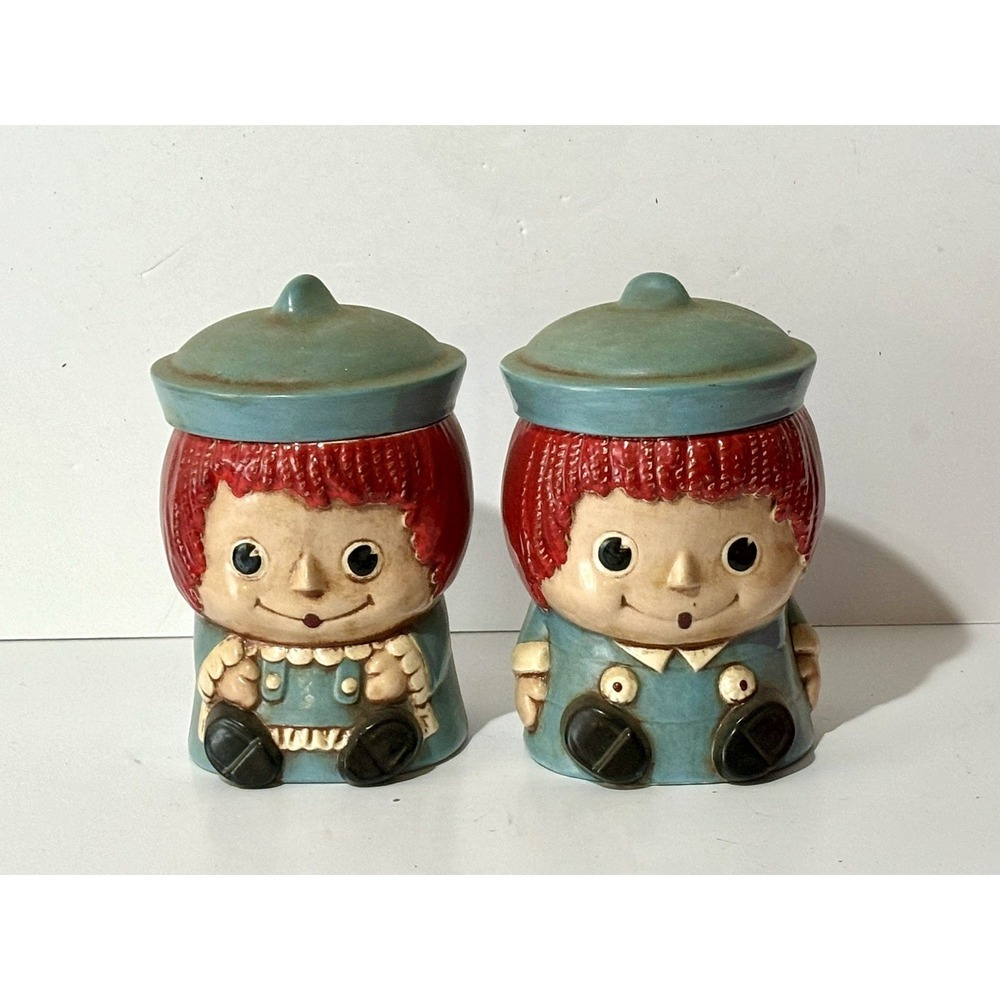 Rare Vintage RAGGEDY ANN/ANDY Ceramic Decor Figures Non opening